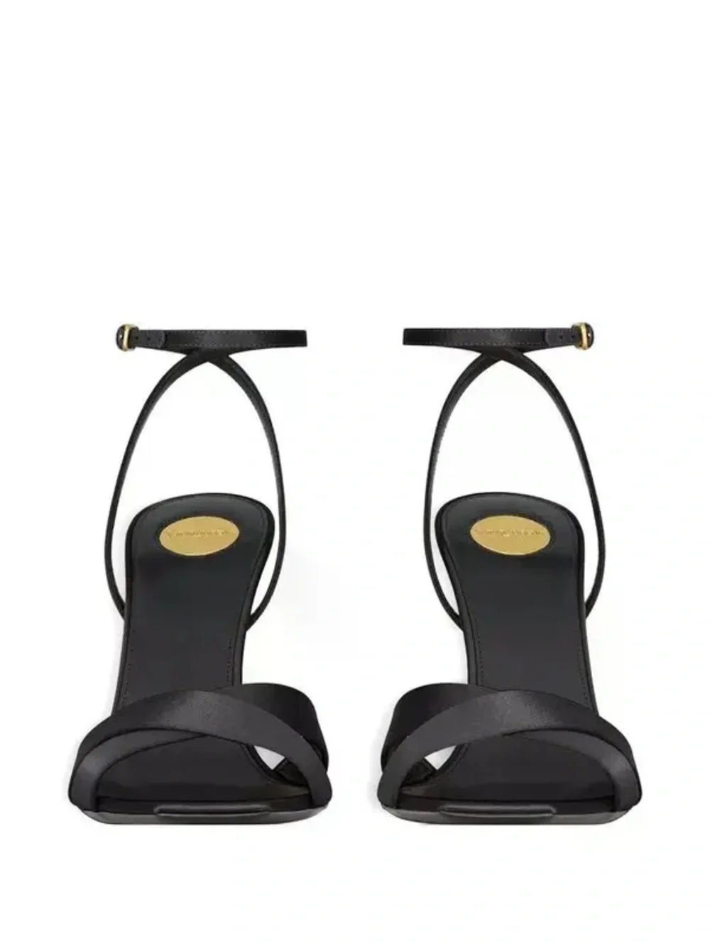 Yves Saint Laurent Black Strappy Wedge Sandals with Nude Wedge